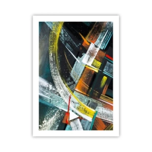 Poster - Astrazione dai colori intensi con forme geometriche - 50x70cm - L'energia del movimento - Decorazione murale moderna per soggiorno e camera da letto ARTTOR