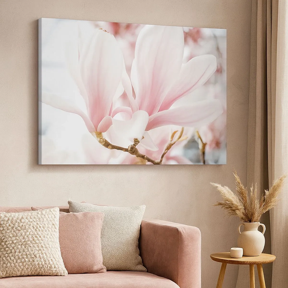 Quadro su tela - Stampe su Tela - Delicati fiori di magnolia in tonalità pastello - 70x50cm - Tenerezza senza fine - Decorazione murale moderna per soggiorno e camera da letto ARTTOR