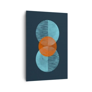 Quadro su tela - Stampe su Tela - Cerchi geometrici nei toni del blu e dell'arancione - 80x120cm - Composizione simmetrica - Decorazione murale moderna per soggiorno e camera da letto ARTTOR