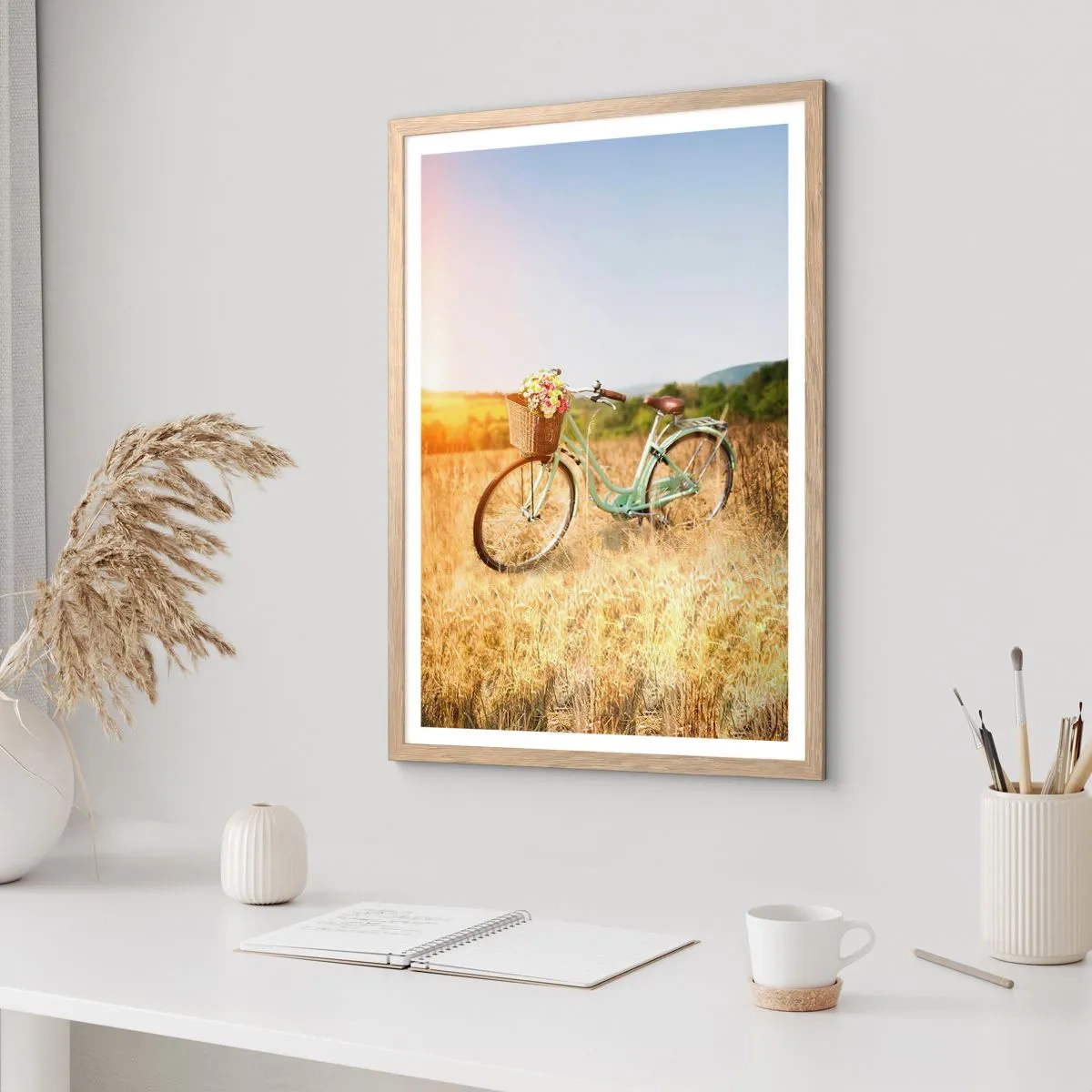 Poster in cornice rovere chiaro - Resto qui un attimo - 70x100 cm