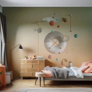 Fotomurali Premium Sand - Una composizione astratta di forme geometriche in colori pastello. - 100x70cm - Tutto può succedere - Decorazione murale moderna per soggiorno e camera da letto ARTTOR