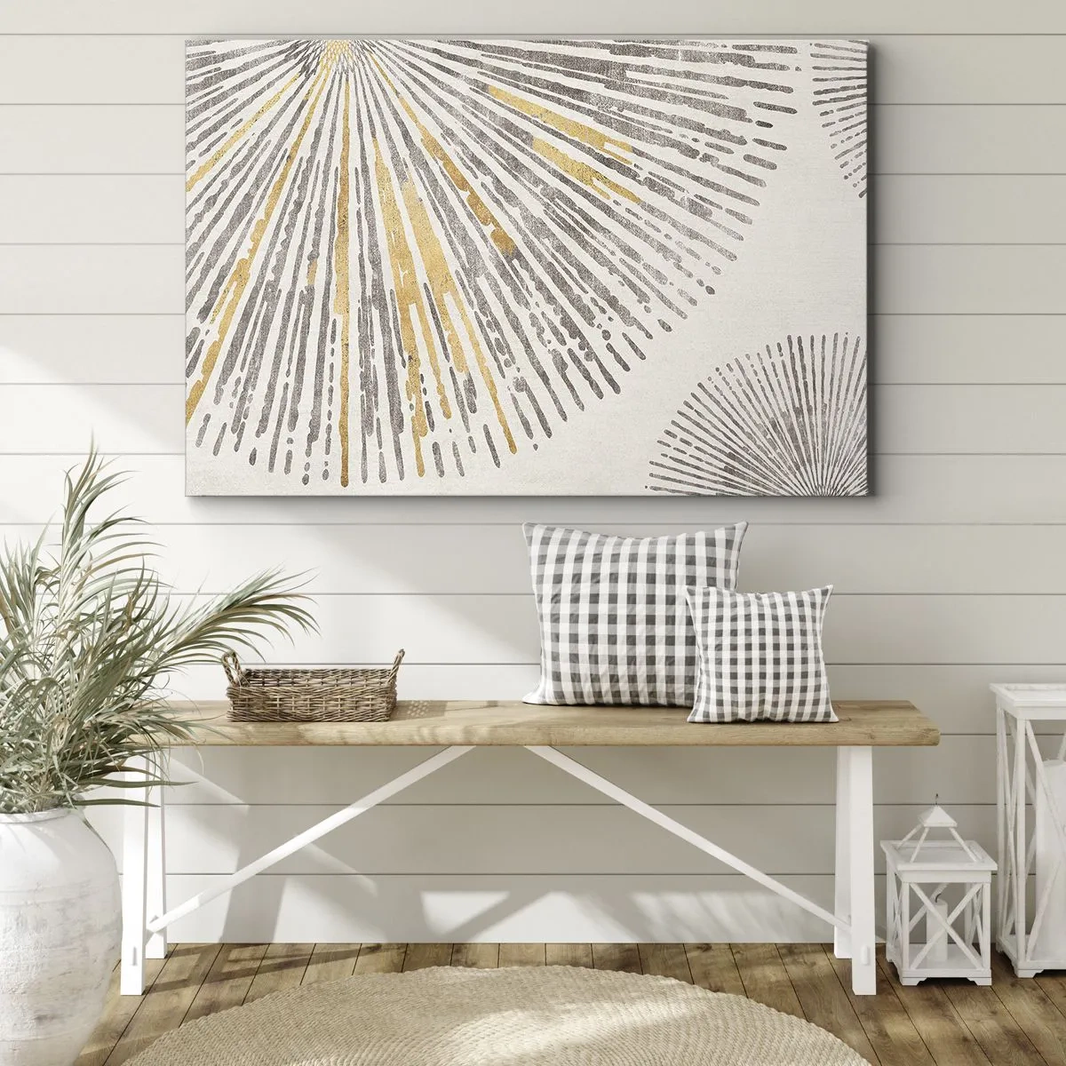 Quadro su tela - Stampe su Tela - Motivo astratto a forma di raggio - 70x50cm - La bellezza dei raggi - Decorazione murale moderna per soggiorno e camera da letto ARTTOR