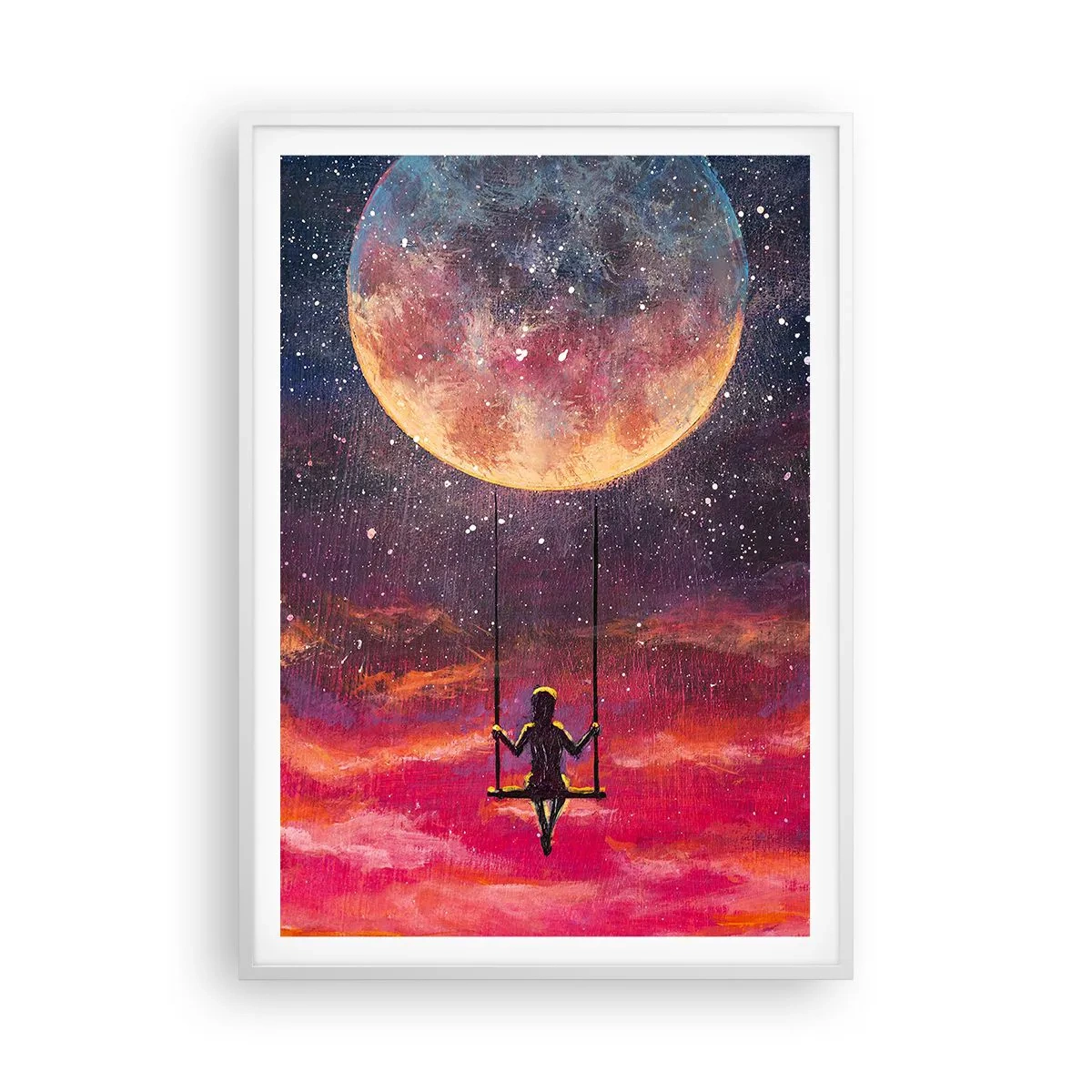 Poster in cornice bianca - Con la testa tra le nuvole - 70x100 cm