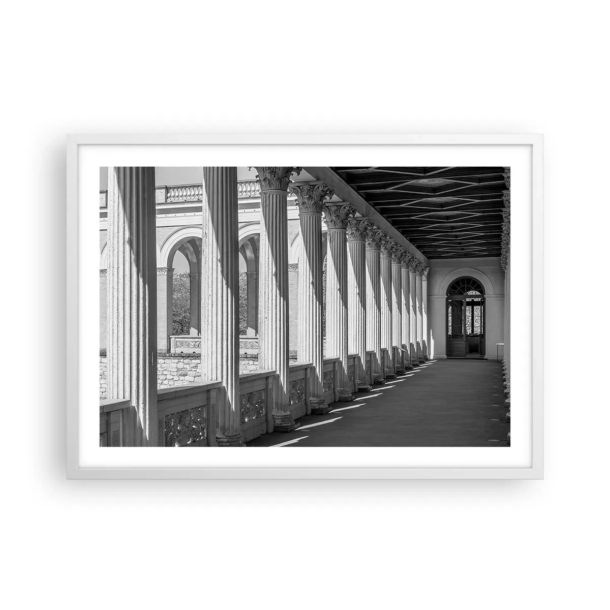 Poster in cornice bianca - Portico soleggiato - 70x50 cm