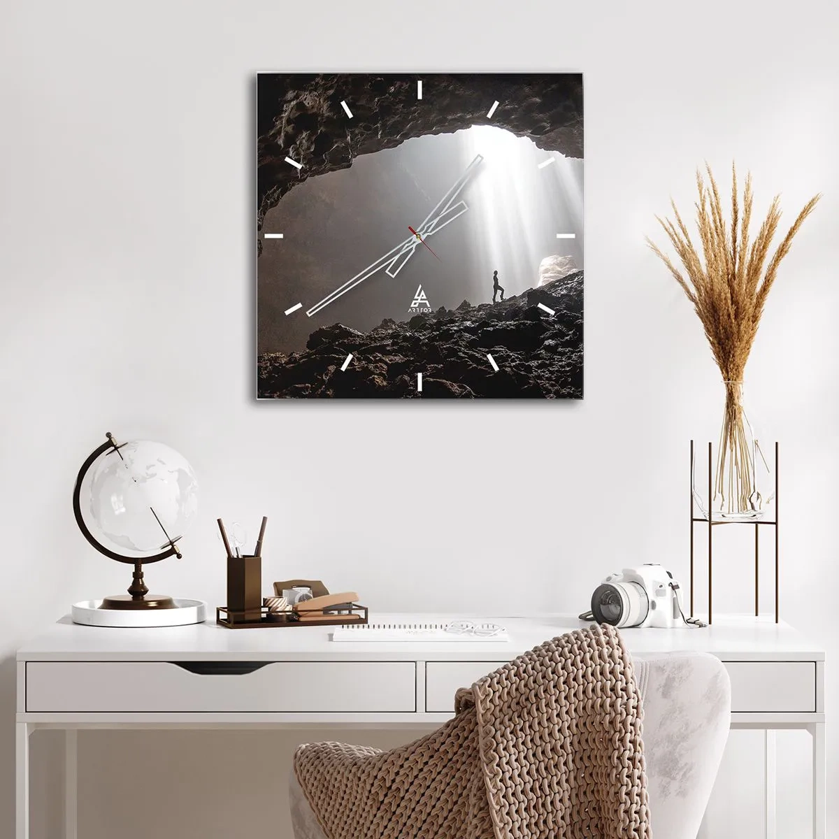 Orologio da parete - Orologio in Vetro - Grotta luminosa - 40x40 cm