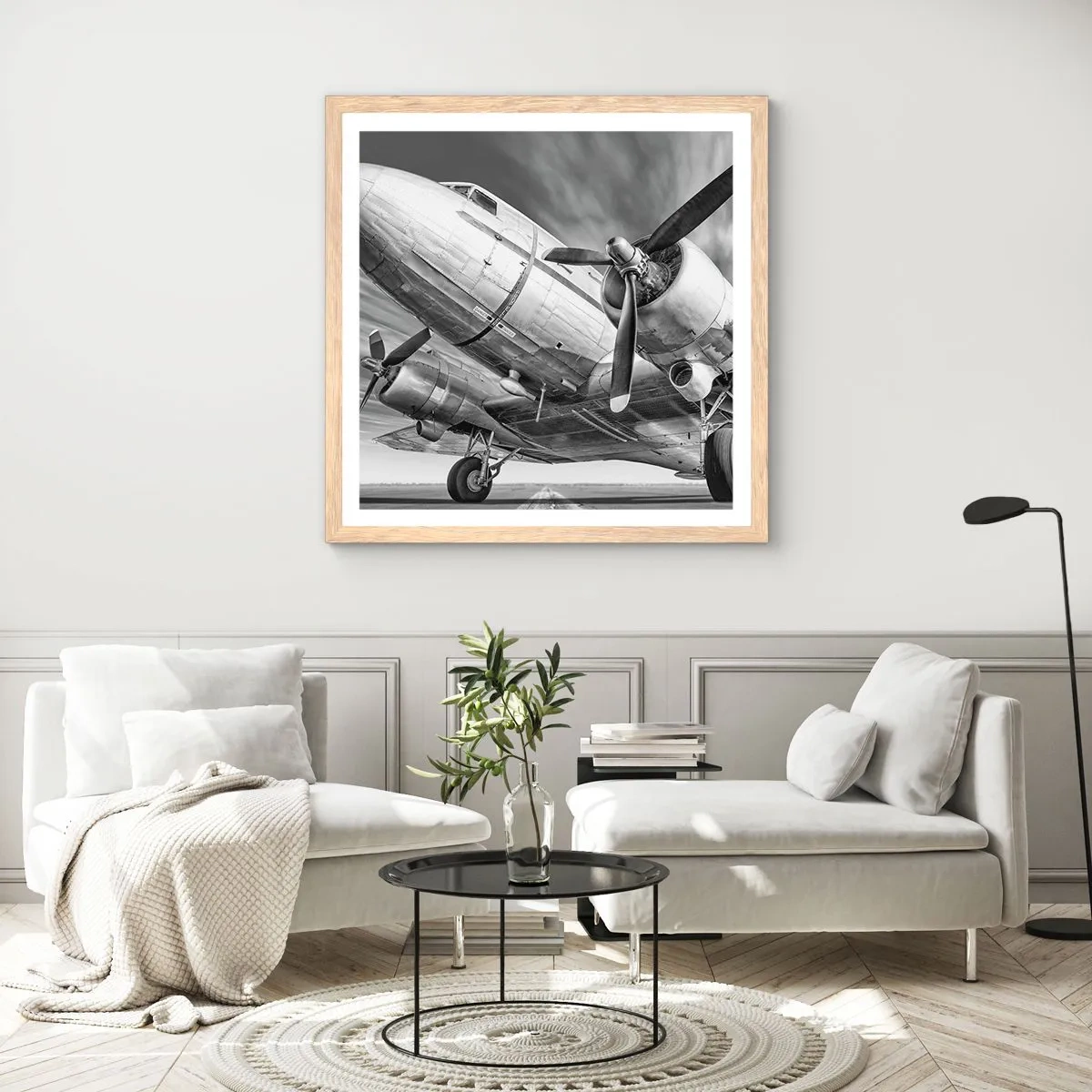 Poster in cornice rovere chiaro - Sempre pronto al volo - 30x30 cm
