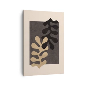 Quadro su tela - Stampe su Tela - Foglie astratte in nero e beige su uno sfondo rettangolare - 70x100cm - Assenza e completamento - Decorazione murale moderna per soggiorno e camera da letto ARTTOR