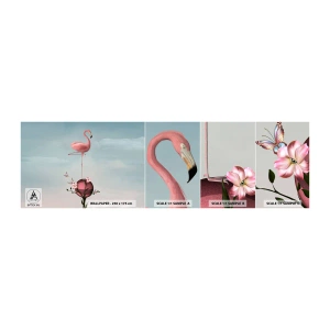 Campione di Fotomurale Adesivo Deluxe Sticker - Allegoria della palla da basket - Astrazione, Fenicottero, Uccello - 100x30 cm