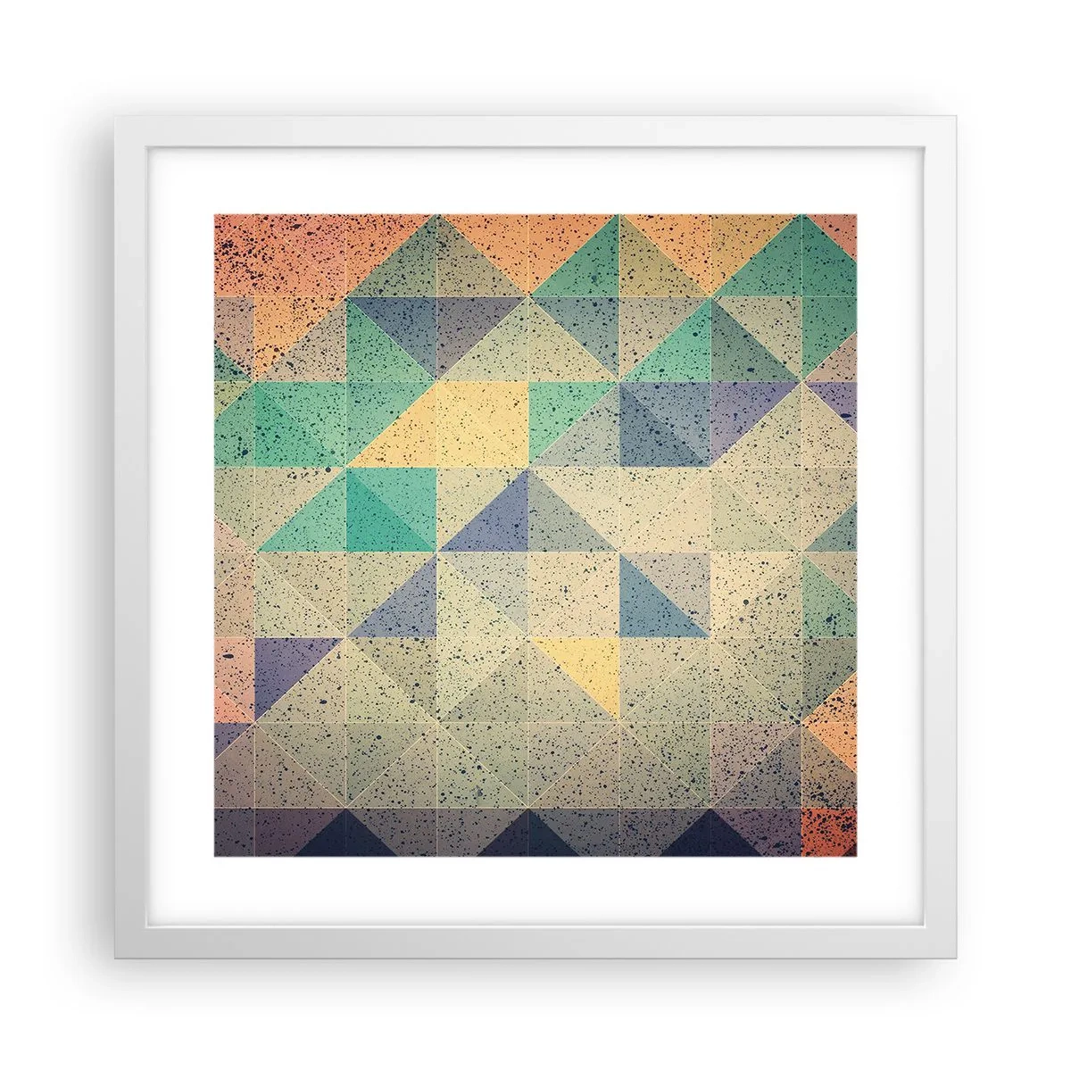 Poster in cornice bianca - La repubblica dei triangoli - 40x40 cm