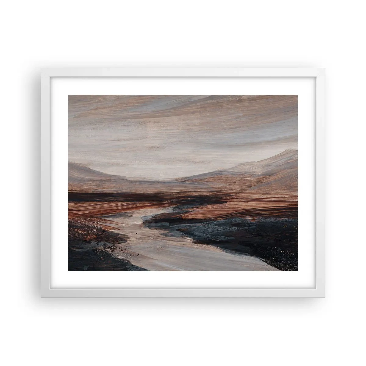 Poster in cornice bianca - Valle tranquilla - 50x40 cm