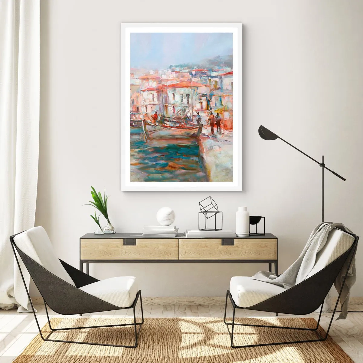 Poster in cornice bianca - Vacanze in pastello - 50x70 cm