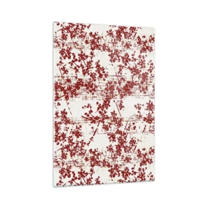 Quadro su vetro - Fiori rossi su sfondo bianco in stile artistico - 70x100cm - Come l'antico percalle - Decorazione murale moderna per soggiorno e camera da letto ARTTOR