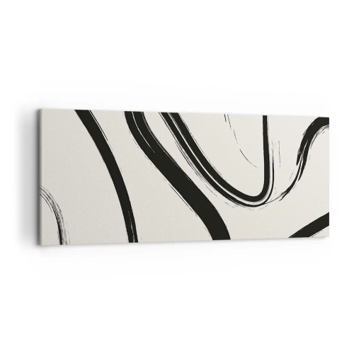 Quadro su tela - Stampe su Tela - Linee curve in bianco e nero su uno sfondo chiaro - 120x50cm - Capriccio bianco e nero - Decorazione murale moderna per soggiorno e camera da letto ARTTOR