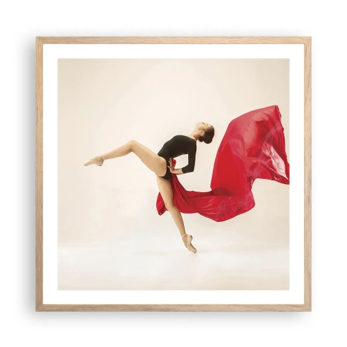 Poster in cornice rovere chiaro - Rosso e nero - 60x60 cm