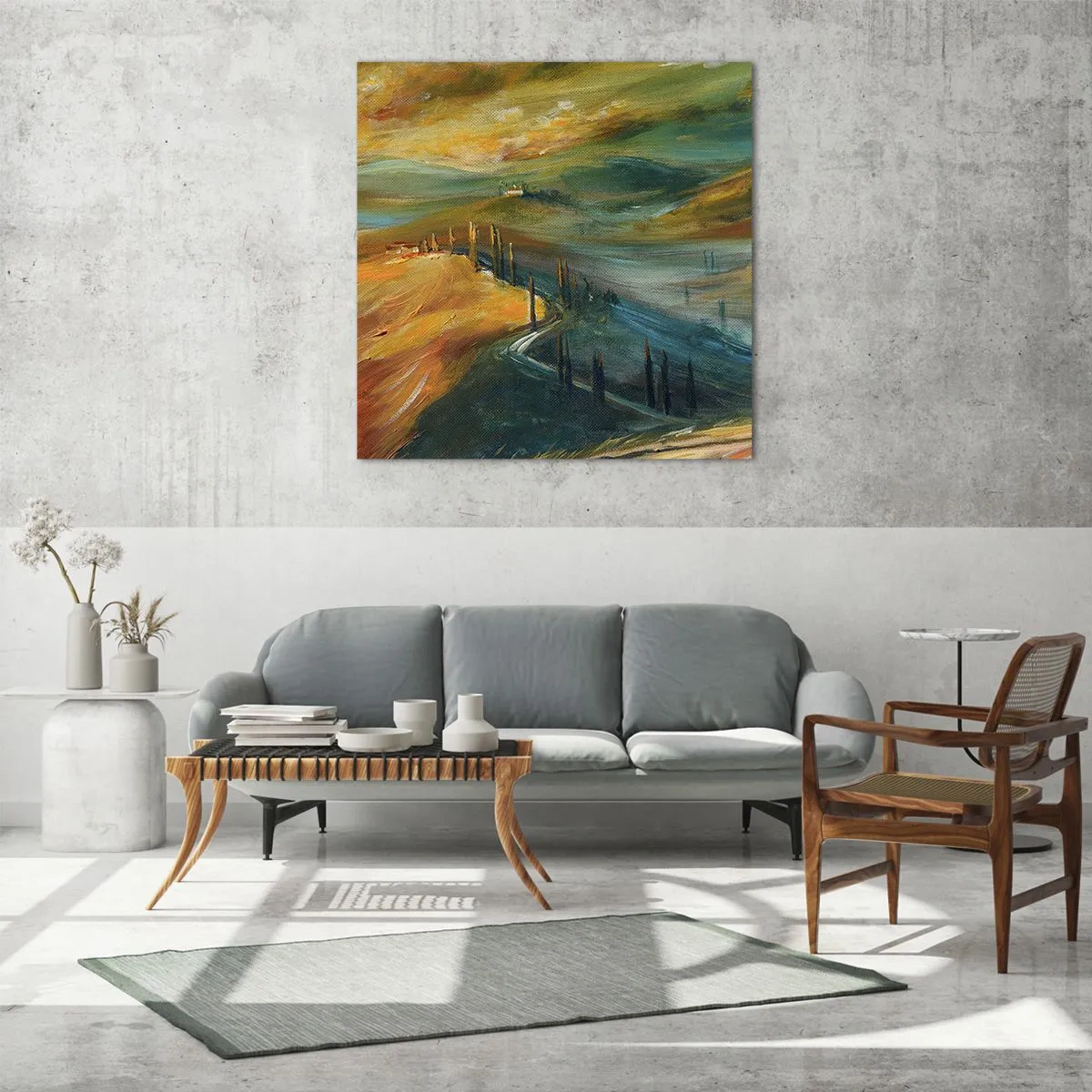 Quadro su vetro - Paesaggio toscano - 50x50 cm