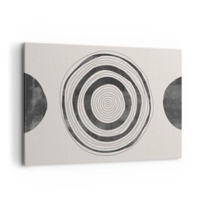 Quadro su tela - Stampe su Tela - Cerchi minimalisti in bianco e nero su uno sfondo chiaro - 120x80cm - Conta ciò che sta in mezzo - Decorazione murale moderna per soggiorno e camera da letto ARTTOR