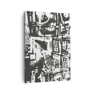 Quadro su tela - Stampe su Tela - Motivo retrò monocromatico astratto - 50x70cm - Ordine o caos? - Decorazione murale moderna per soggiorno e camera da letto ARTTOR