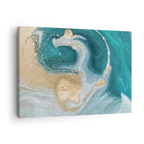 Quadro su tela - Stampe su Tela - Vortice astratto nei toni del turchese e dell'oro - 70x50cm - Vortice di oro e turchese - Decorazione murale moderna per soggiorno e camera da letto ARTTOR