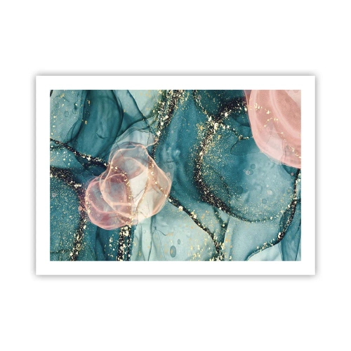 Poster - Blu di seta, rosa di tulle - 70x50 cm
