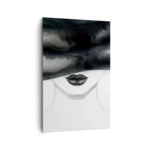 Quadro su tela - Stampe su Tela - Un delicato ritratto di una donna con il volto coperto in stile monocromo. - 80x120cm - Il segreto dei sensi - Decorazione murale moderna per soggiorno e camera da letto ARTTOR