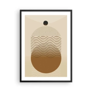 Poster in cornice nera - Un motivo minimalista con onde e forme geometriche - 50x70cm - Sull'origine delle figure geometriche - Decorazione murale moderna per soggiorno e camera da letto ARTTOR