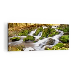 Quadro su tela - Stampe su Tela - Rapido nel bosco autunnale - 100x40 cm