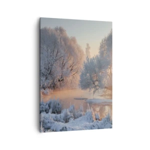 Quadro su tela - Stampe su Tela - Paesaggio invernale con alberi innevati e tramonto - 50x70cm - Tutto brilla al sole nel cristallo - Decorazione murale moderna per soggiorno e camera da letto ARTTOR