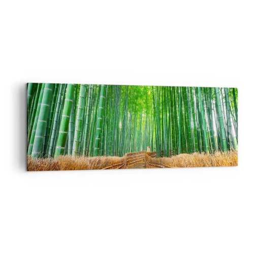 Quadro su tela - Stampe su Tela - Un sentiero in una fitta foresta di bambù - 140x50cm - Essenza della natura asiatica - Decorazione murale moderna per soggiorno e camera da letto ARTTOR