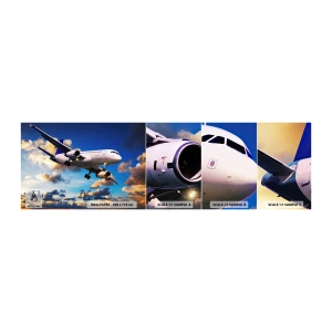 Campione di Fotomurale Adesivo Deluxe Sticker - Viaggio nel bianco e nel blu - Aereo, Viaggio, Cielo Con Nuvole - 100x30 cm