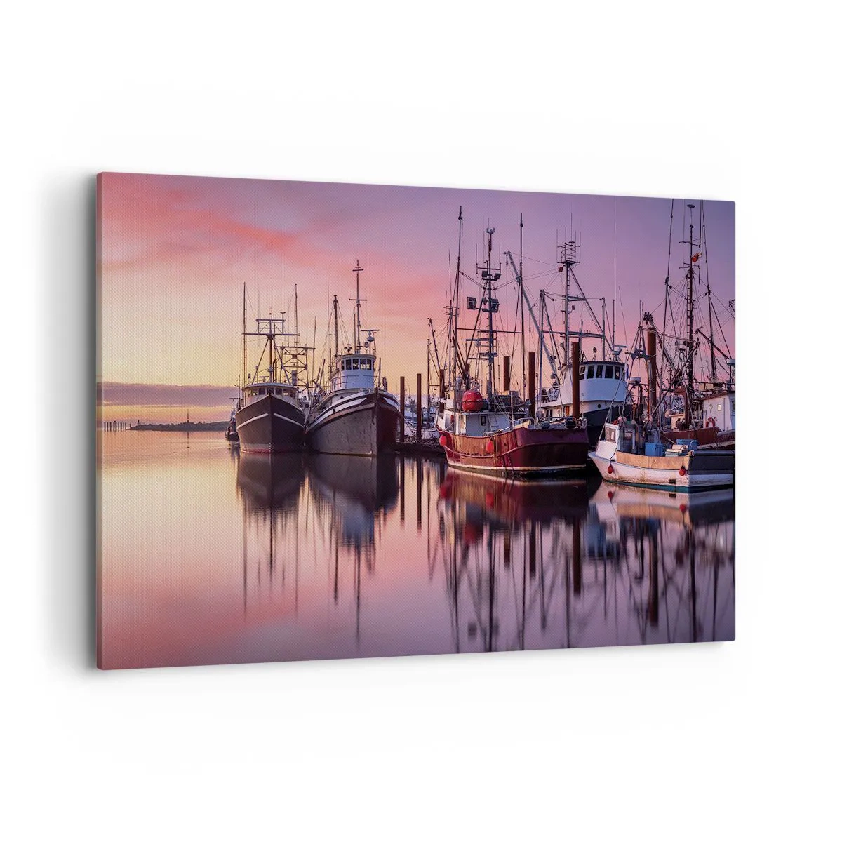 Quadro su tela - Stampe su Tela - Barche da pesca nel porto al tramonto - 120x80cm - Prima del giorno successivo - Decorazione murale moderna per soggiorno e camera da letto ARTTOR
