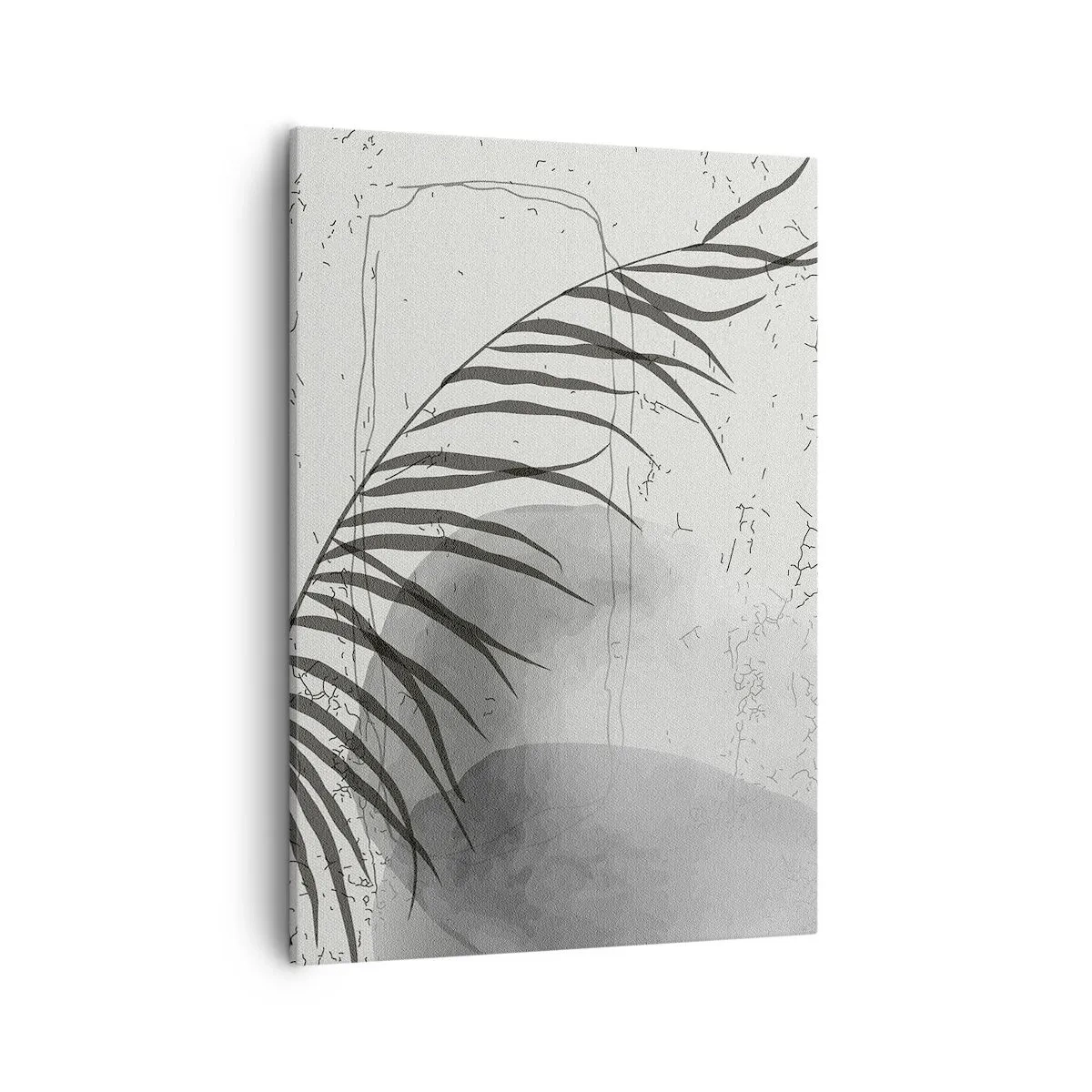 Quadro su tela - Stampe su Tela - Un delicato motivo a foglie di palma su uno sfondo chiaro in stile scandinavo. - 50x70cm - La delicata esoticità della natura - Decorazione murale moderna per soggiorno e camera da letto ARTTOR