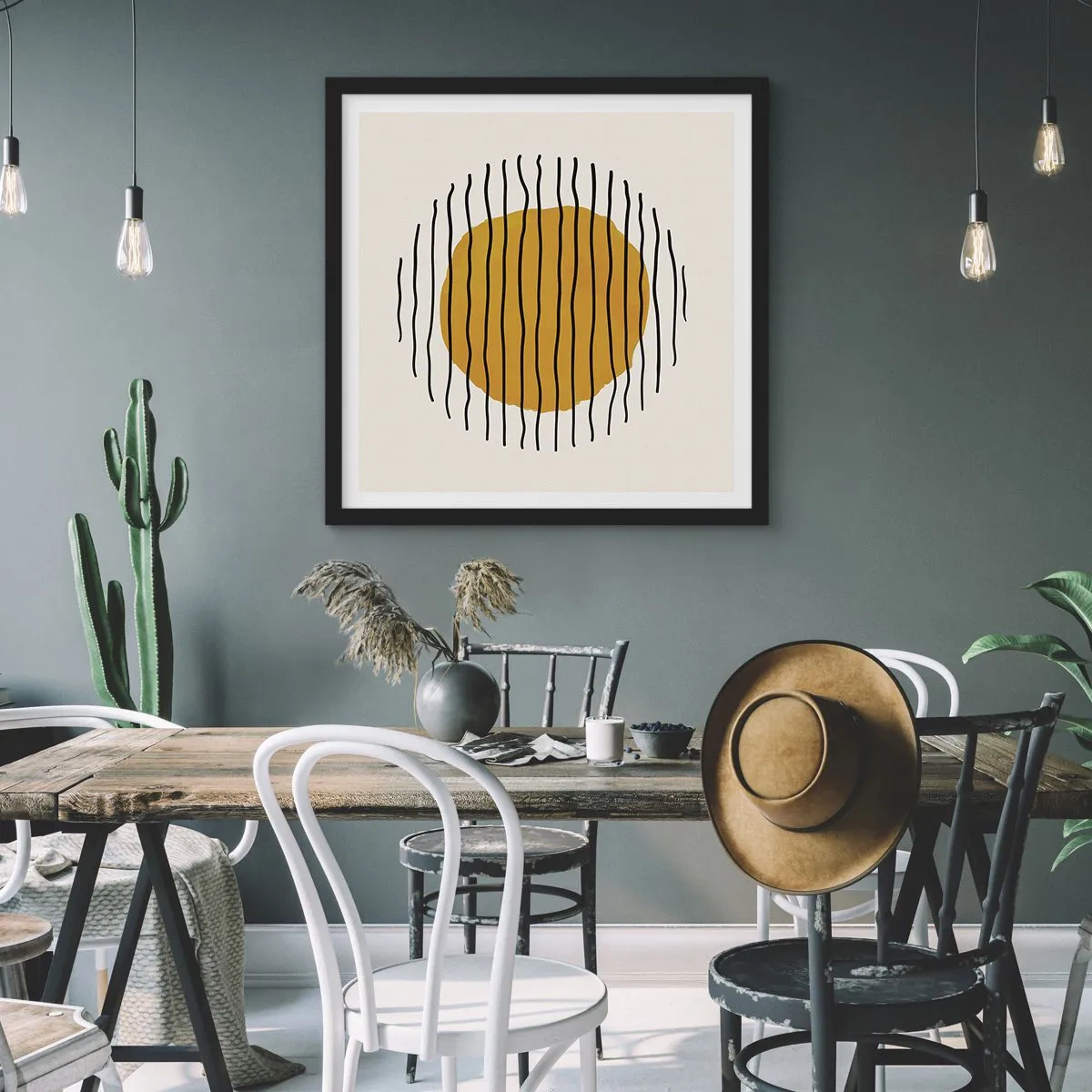 Poster in cornice nera - Astrazione fremente di calore - 40x40 cm