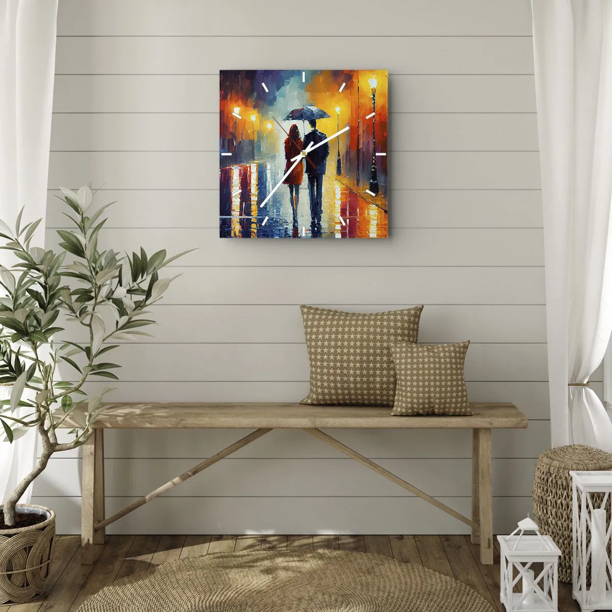 Orologio da parete - Orologio in Vetro - Insieme la notte è colorata - 30x30 cm