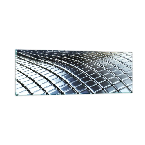 Quadro su vetro - Onda metallica argentea - 90x30 cm