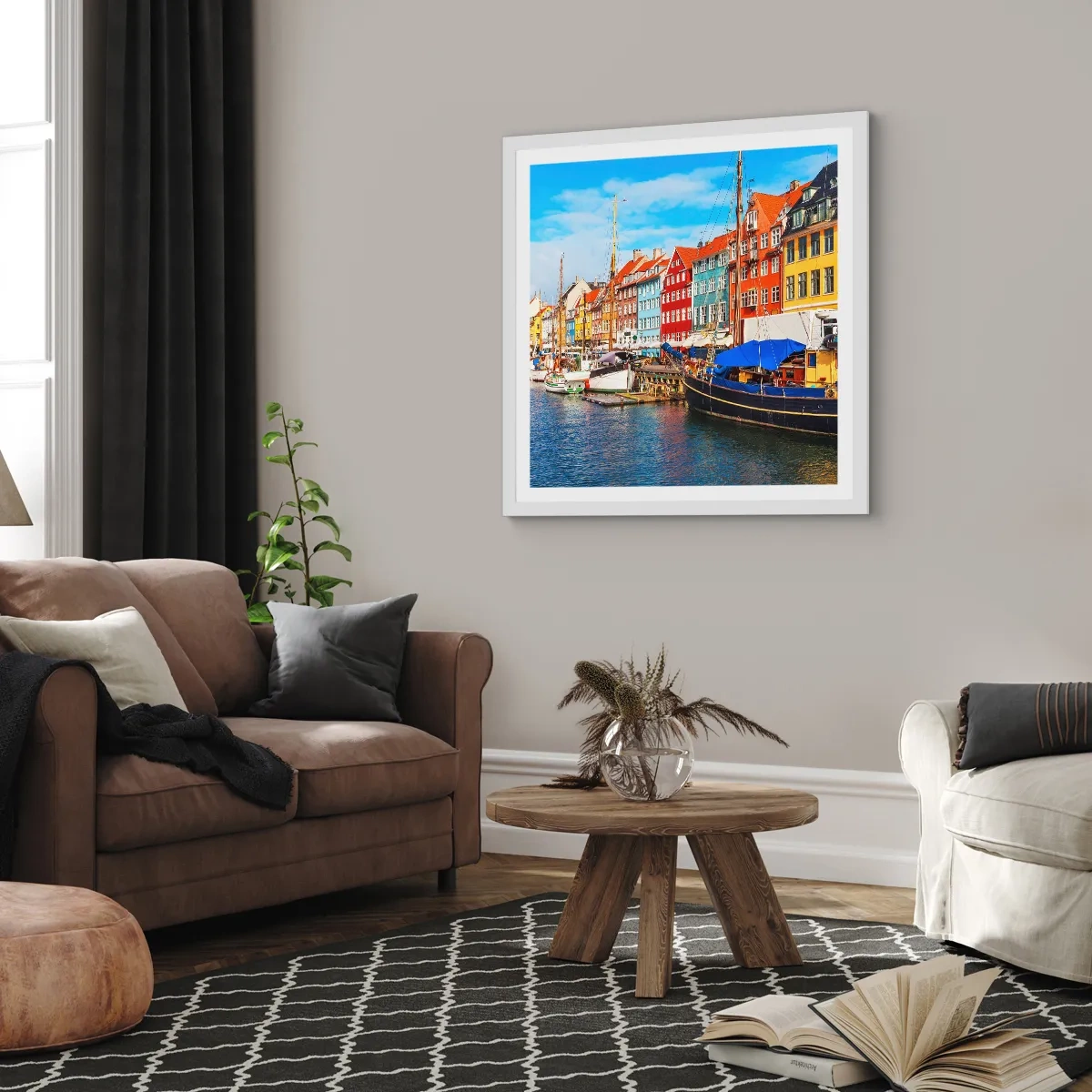 Poster in cornice bianca - Riva gioiosa - 60x60 cm
