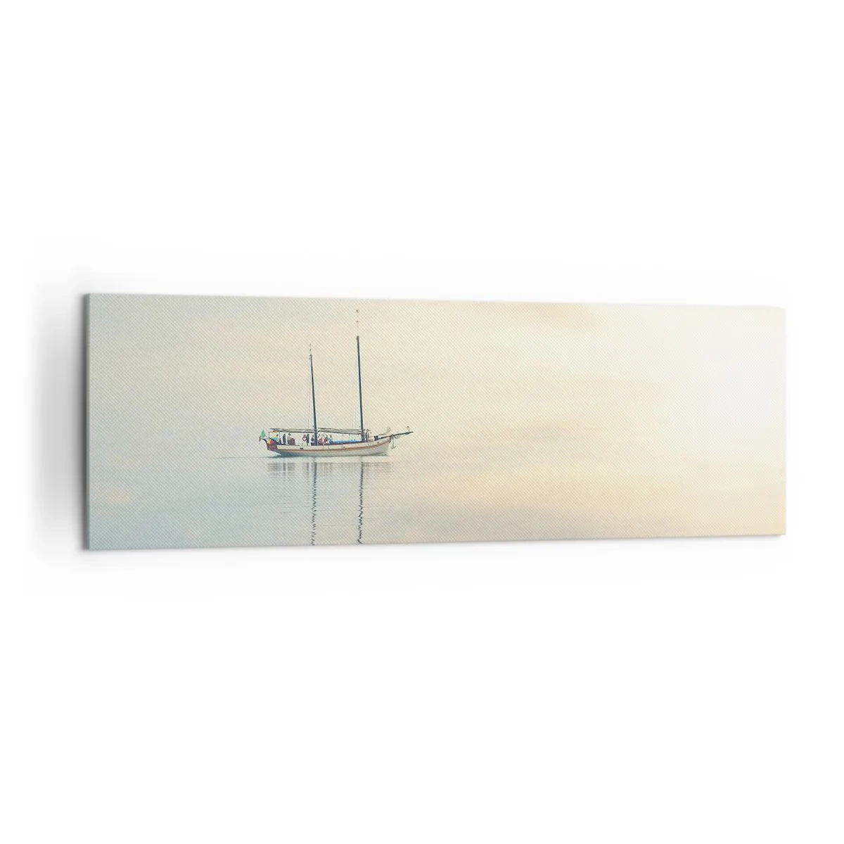 Quadro su tela - Stampe su Tela - Una barca su un mare calmo in una luce soffusa - 160x50cm - Silenzio in mare - Decorazione murale moderna per soggiorno e camera da letto ARTTOR