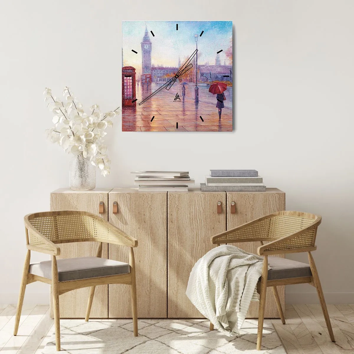 Orologio da parete - Orologio in Vetro - Giorno d'autunno a Londra - 40x40 cm