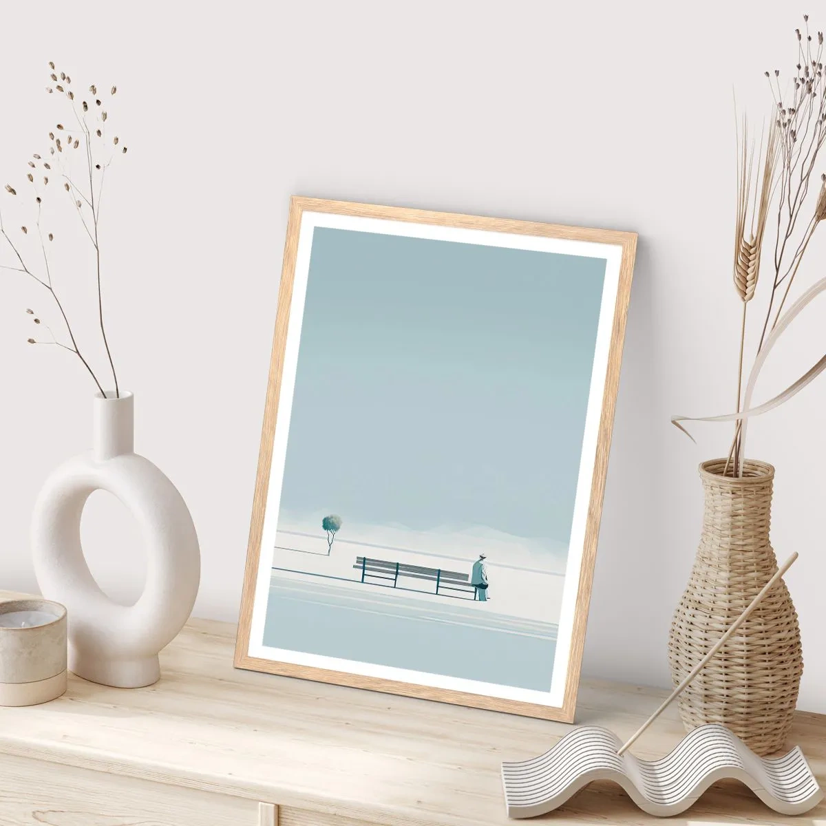 Poster in cornice rovere chiaro - Si, aspetto. - 50x70 cm