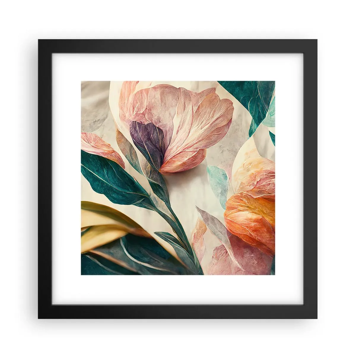 Poster in cornice nera - I fiori delle isole del sud - 30x30 cm