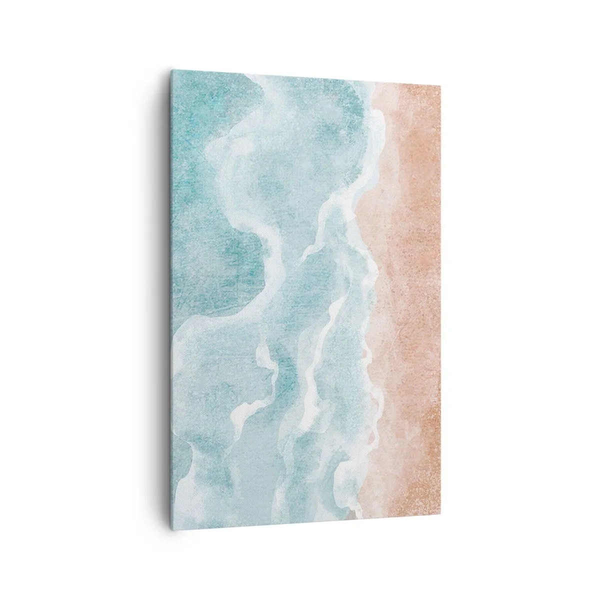 Quadro su tela - Stampe su Tela - Spiaggia astratta con onde nei toni del blu e del beige - 80x120cm - Astrazione nebulosa - Decorazione murale moderna per soggiorno e camera da letto ARTTOR