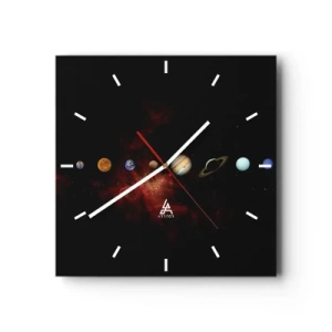Orologio da parete - Orologio in Vetro - Il sistema solare con i pianeti sullo sfondo dello spazio - 30x30cm - Il nostro vicinato - Decorazione murale moderna per soggiorno e camera da letto ARTTOR