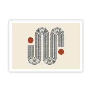 Poster - Motivo geometrico con linee e cerchi arancioni - 100x70cm - Dall'inizio alla fine - Decorazione murale moderna per soggiorno e camera da letto ARTTOR