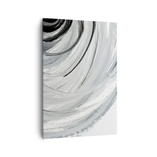 Quadro su tela - Stampe su Tela - Un vortice monocromatico nelle tonalità del grigio e del nero - 70x100cm - Composizione orbitale - Decorazione murale moderna per soggiorno e camera da letto ARTTOR