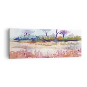 Quadro su tela - Stampe su Tela - Un pittoresco paesaggio di savana con colori ad acquerello - 140x50cm - I colori della savana - Decorazione murale moderna per soggiorno e camera da letto ARTTOR