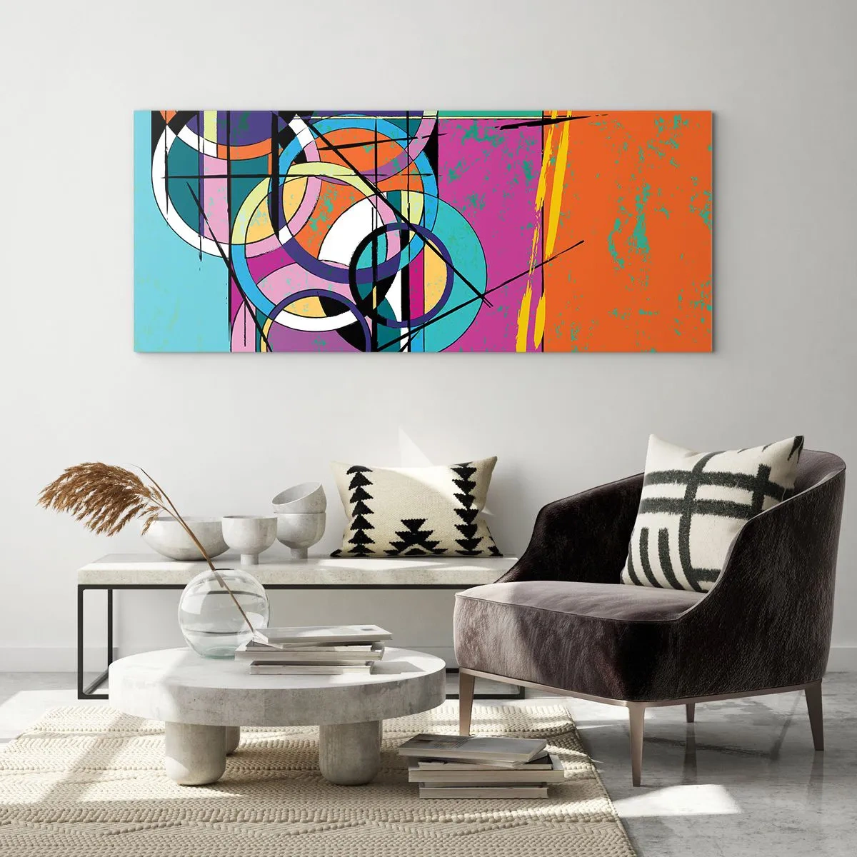 Quadro su vetro - Un cerchio dietro l'altro - 90x30 cm