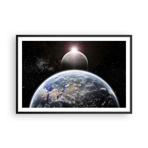 Poster in cornice nera - Paesaggio cosmico: sorgere del sole - 91x61 cm