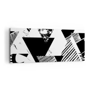 Quadro su tela - Stampe su Tela - Motivi geometrici in forma minimalista in bianco e nero - 120x50cm - Pioggia di triangoli - Decorazione murale moderna per soggiorno e camera da letto ARTTOR