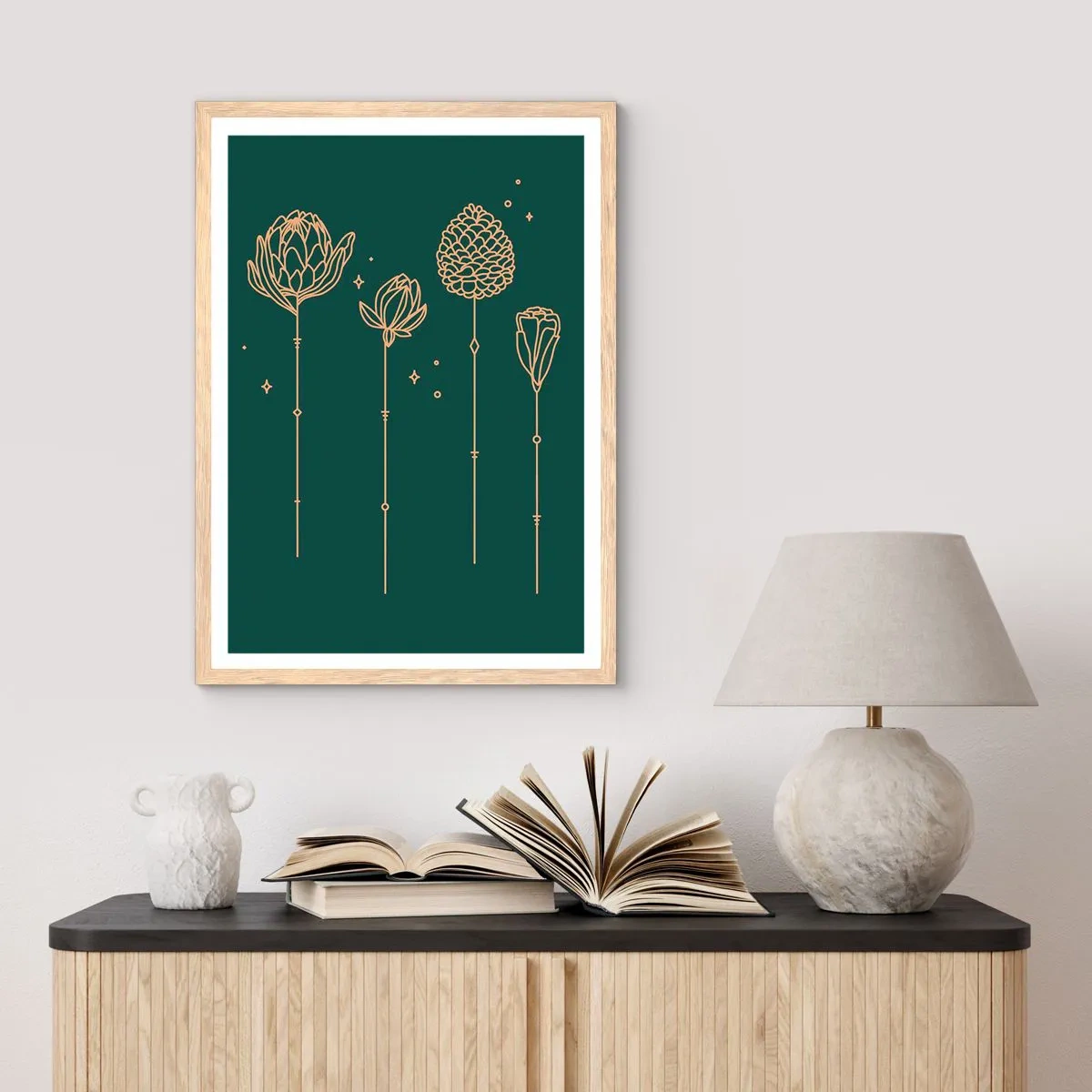 Poster in cornice rovere chiaro - La famiglia delle erbe - 50x70 cm