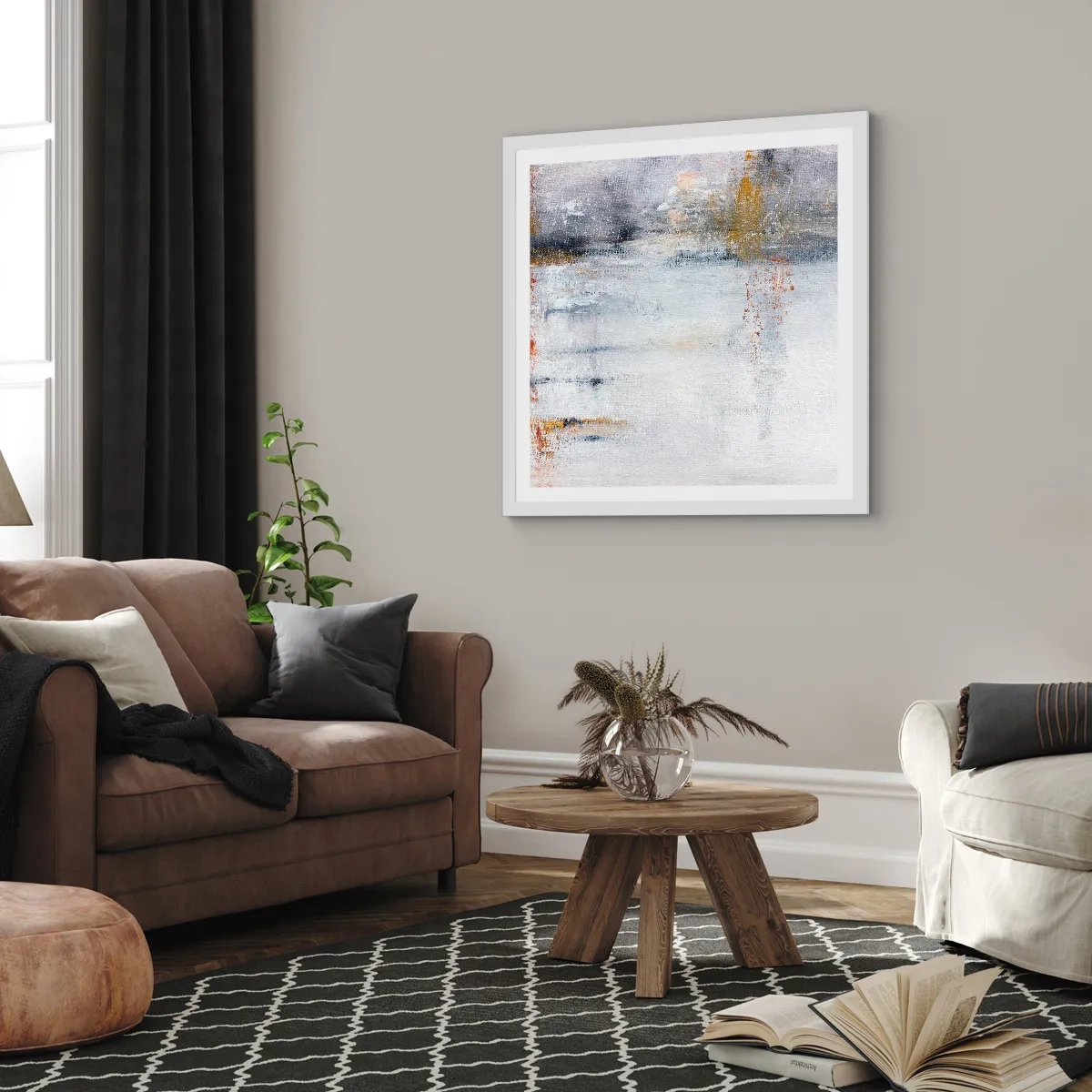 Poster in cornice bianca - Dietro la cortina d'aria - 50x50 cm