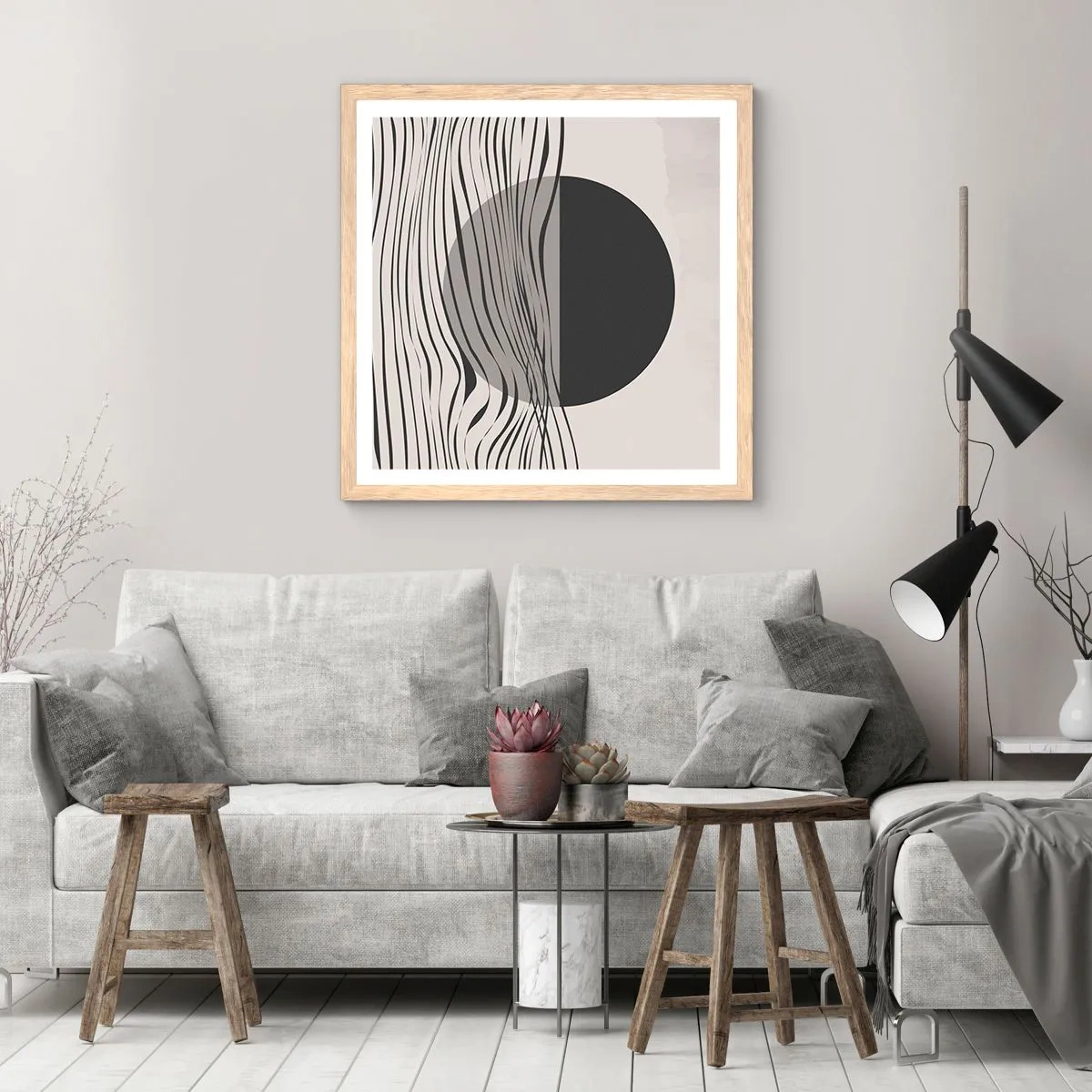 Poster in cornice rovere chiaro - Composizione a metà - 40x40 cm